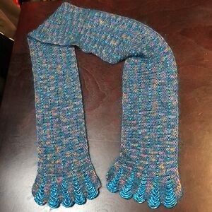 Hand Knit Beaded Scarf Turquoise Art to Wear Handmade Luxury